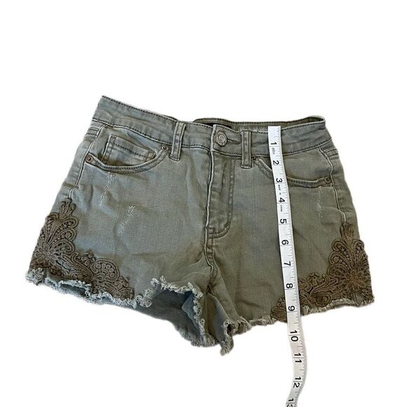 AEROPOSTALE Casual Khaki Green Embroidered Side Cotton Stretch Short 000 - Picture 6 of 8